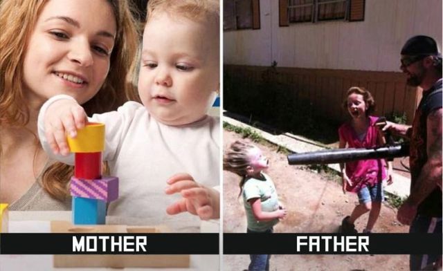 【面白画像】母親と父親の子育て方法の違い